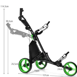 Golf Trolley 3 Rad Golftrolley Golfwagen Golf klappbar Golfcaddy Golf Push Cart aus Aluminum