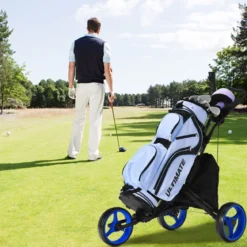 Golf Trolley 3 Rad Golftrolley Golfwagen Golf klappbar Golfcaddy Golf Push Cart aus Aluminum