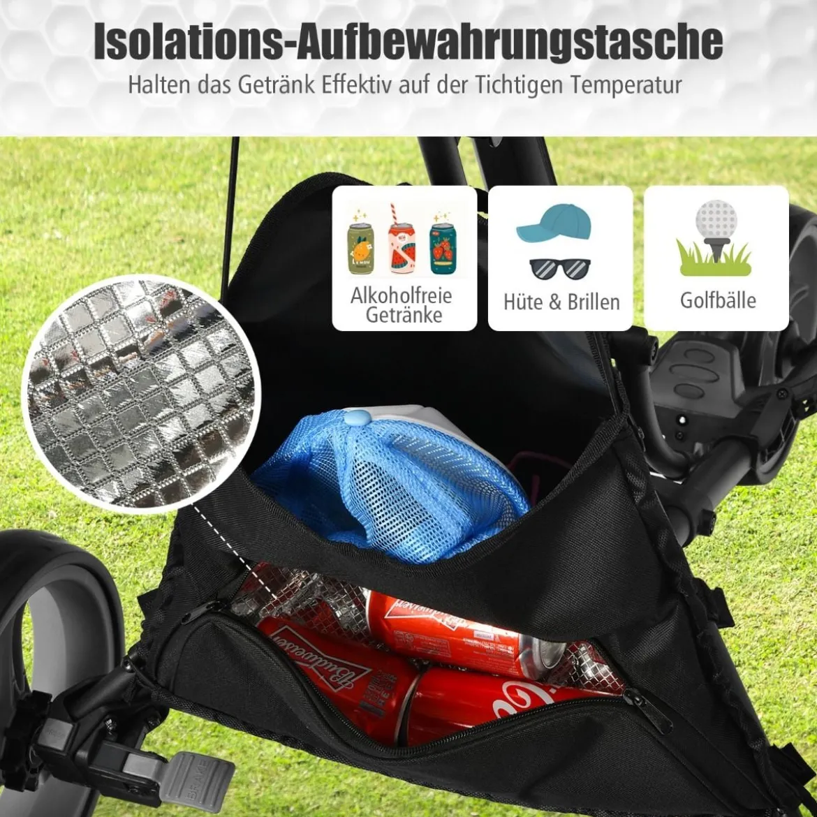 Golf Trolley 3 Rad Golftrolley Golfwagen Golf klappbar Golfcaddy Golf Push Cart aus Aluminum