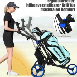 Golf Trolley 3 Rad Golftrolley Golfwagen Golf klappbar Golfcaddy Golf Push Cart aus Aluminum