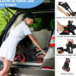 Golf Trolley 3 Rad Golftrolley Golfwagen Golf klappbar Golfcaddy Golf Push Cart aus Aluminum