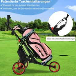 Golf Trolley 3 Rad Golftrolley Golfwagen Golf klappbar Golfcaddy Golf Push Cart aus Aluminum