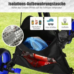 Golf Trolley 3 Rad Golftrolley Golfwagen Golf klappbar Golfcaddy Golf Push Cart aus Aluminum