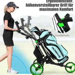 Golf Trolley 3 Rad Golftrolley Golfwagen Golf klappbar Golfcaddy Golf Push Cart aus Aluminum