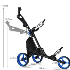 Golf Trolley 3 Rad Golftrolley Golfwagen Golf klappbar Golfcaddy Golf Push Cart aus Aluminum