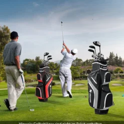 Golf Trolley-Tasche Golfschlägertasche mit 14 Fächern 9 Taschen Kühltasche Schuhfach Grau