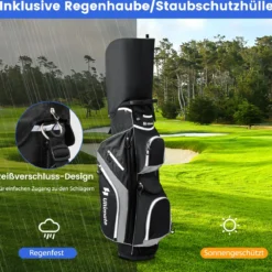 Golf Trolley-Tasche Golfschlägertasche mit 14 Fächern 9 Taschen Kühltasche Schuhfach Grau
