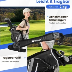 Golf Trolley-Tasche Golfschlägertasche mit 14 Fächern 9 Taschen Kühltasche Schuhfach Grau