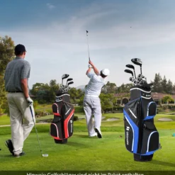 Golf Trolley-Tasche Golfschlägertasche mit 14 Fächern 9 Taschen Kühltasche Schuhfach Rot