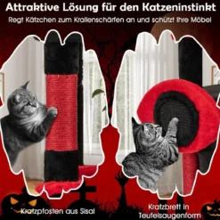 Gotische Katzenbaum mit Höhle & Hängematte & Kratzsäulen & Spinnenspielzeug Kratzbaum