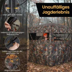 360 Grad Einweg-Durchsicht Bodenzelt Jagdversteck 4-Personen Pop-up Tarnzelt mit Tragetasche