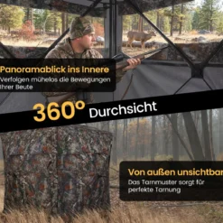 360 Grad Einweg-Durchsicht Bodenzelt Jagdversteck 4-Personen Pop-up Tarnzelt mit Tragetasche