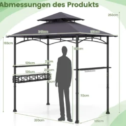 Grillpavillon mit Grillwagen Grillüberdachungen wetterfest Grilltisch Outdoor