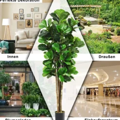 Grünpflanze Dekopflanze 180 cm Künstlicher Feigenbaum Natürlich
