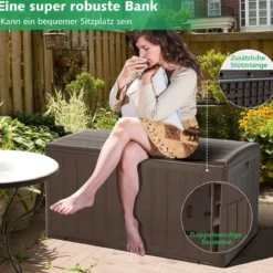 Große Aufbewahrungsbox mit 400 L Kapazität Sonnengeschützte Truhe 127,5 x 64 x 64 cm Braun