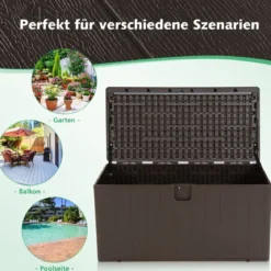 Große Aufbewahrungsbox mit 400 L Kapazität Sonnengeschützte Truhe 127,5 x 64 x 64 cm Braun