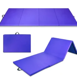 Große faltbare Gymnastikmatten mit Klettverschlüssen und praktischem Griff dicke Yogamatte aus Kunstleder Lila