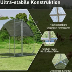 Großer Hühnerstall aus verzinktem Metall mit wasserdichter Abdeckung für draußen 190 x 280 cm