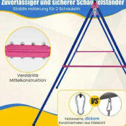 Großer Metall-Schaukelständer mit robustem A-Rahmen Bodenanker rutschfester & Fußkappe