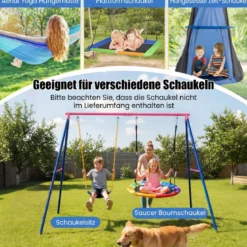 Großer Metall-Schaukelständer mit robustem A-Rahmen Bodenanker rutschfester & Fußkappe