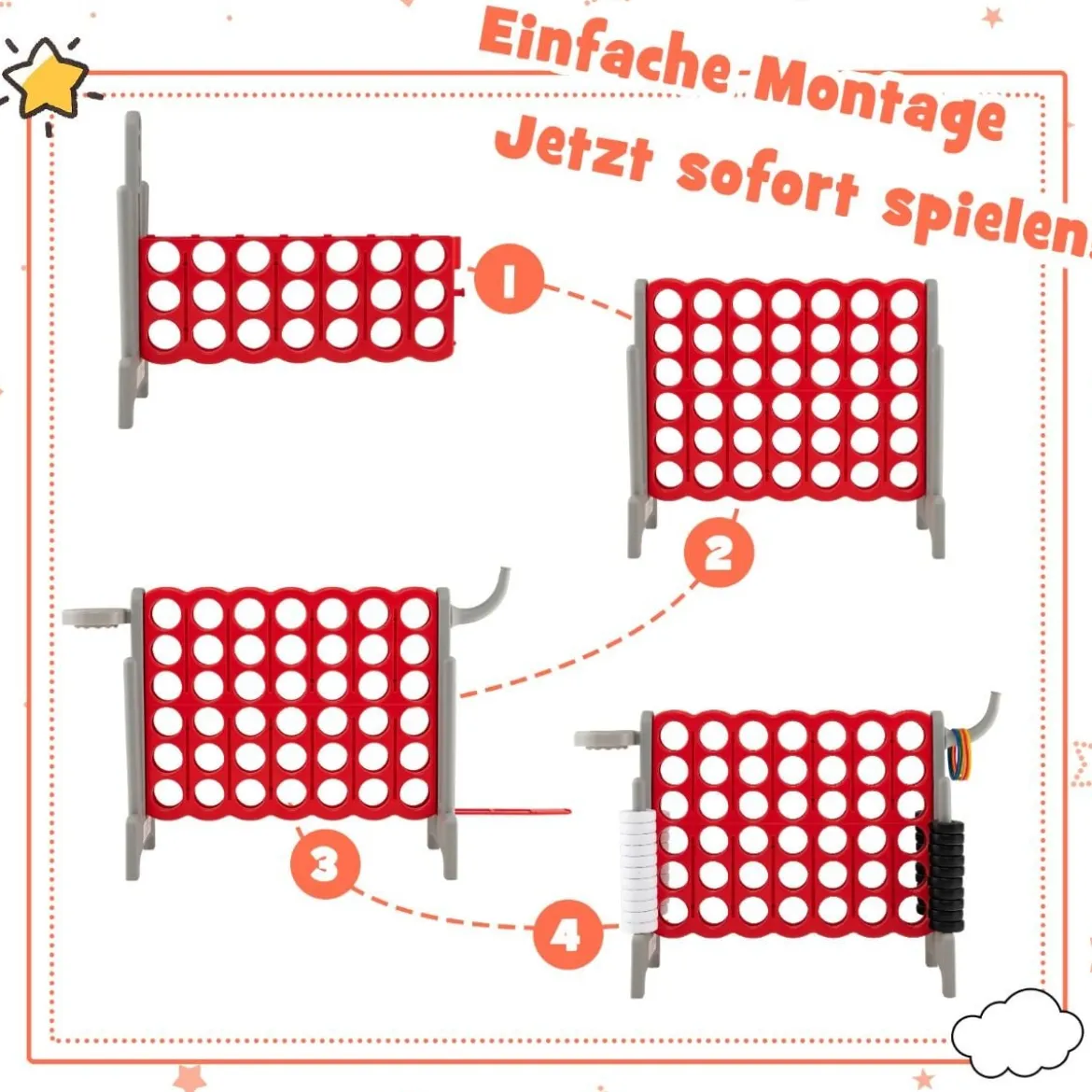 Großes 4-Gewinnt Jumbo 4-Gewinnt Set 84 x 33 x 79 cm