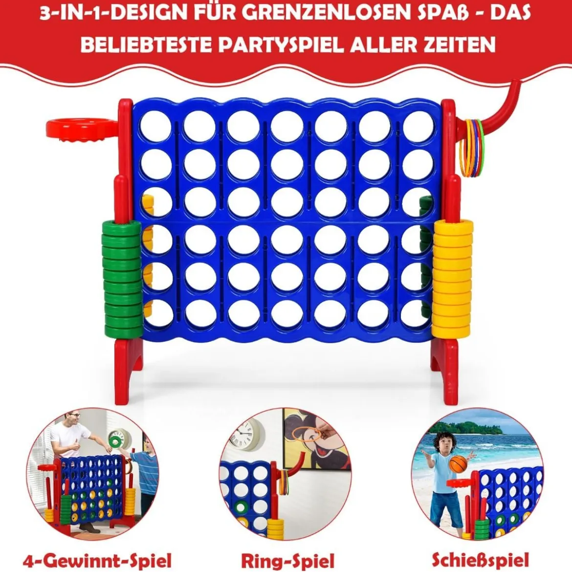 Großes 4-Gewinnt Jumbo 4-Gewinnt Set 84 x 33 x 79 cm