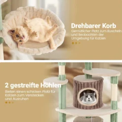 Groß Kratzbaum mit 2 Katzenhöhlen & Großer Basis Katzenkratzbaum Eckkratzbaum Kletterbaum
