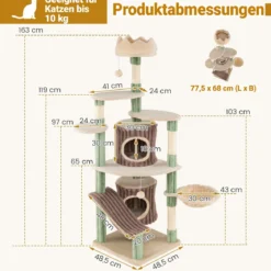 Groß Kratzbaum mit 2 Katzenhöhlen & Großer Basis Katzenkratzbaum Eckkratzbaum Kletterbaum