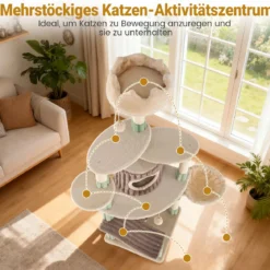 Groß Kratzbaum mit 2 Katzenhöhlen & Großer Basis Katzenkratzbaum Eckkratzbaum Kletterbaum