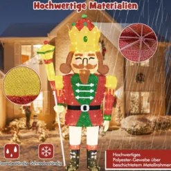 Groß Weihnachten Nussknacker Figur mit LED-Lichtern XXL Beleuchtete Weihnachtsdeko