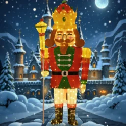 Groß Weihnachten Nussknacker Figur mit LED-Lichtern XXL Beleuchtete Weihnachtsdeko