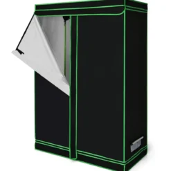 Growzelt Zuchtschrank Pflanzenzucht Gewächszelt 120 × 60 × 180 cm Schwarz