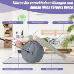 Gymnastikball φ 65 cm Yoga Ball mit Cover & Griff Sitzball für Yoga und Pilates Grau