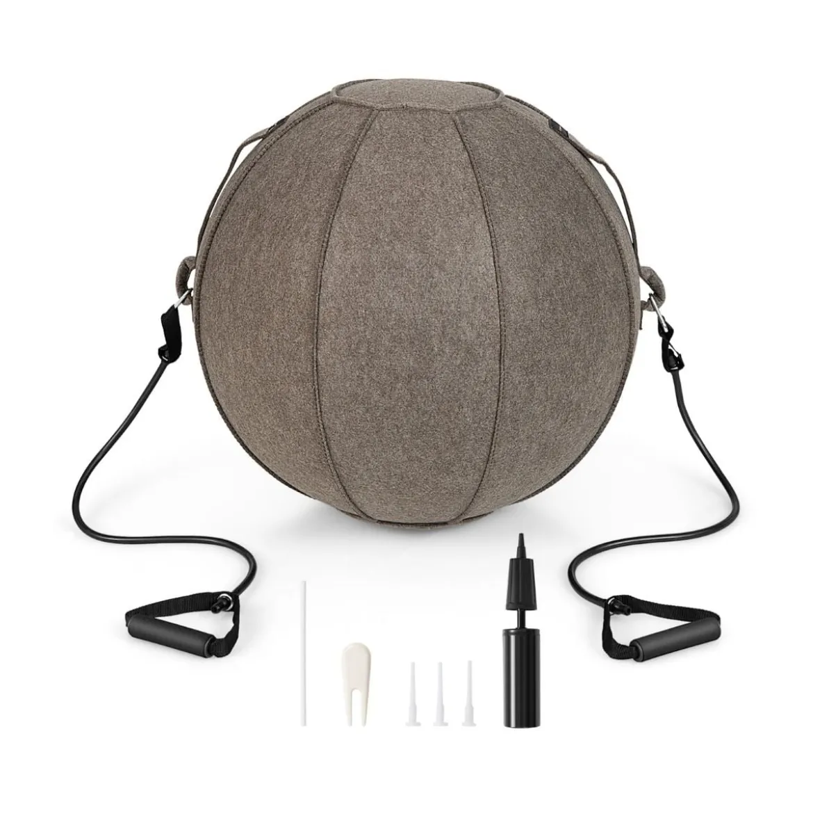 Gymnastikball φ 65 cm Yoga Ball mit Cover & Griff Sitzball für Yoga und Pilates Braun