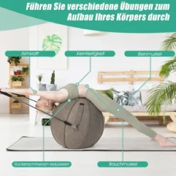 Gymnastikball φ 65 cm Yoga Ball mit Cover & Griff Sitzball für Yoga und Pilates Braun