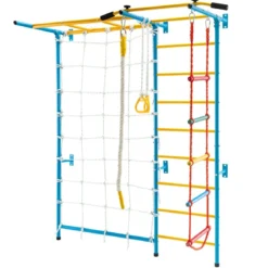 Gymnastikgerät 7 in 1 Kinder Kletterwand mit Netz 197,5 x 83,5 x 223 cm