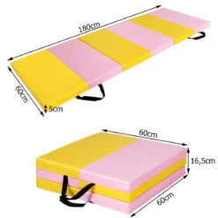 Gymnastikmatte faltbare Übungsmatte dicke Sportmatte Rosa und Gelb 180 cm x 60 cm