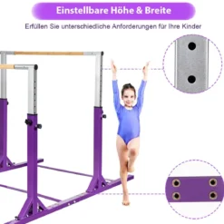 Gymnastikstangen Reckstange Turnbarren mit einstellbarer Breite 250 x 132 x 140 cm Violett