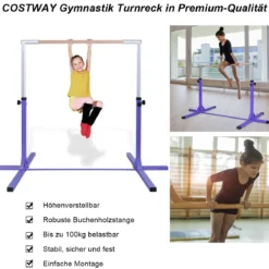 Gymnastik Turnreck Höhenverstellbare Turnstangen Belastbare Reckstange Rosa/Blau/Lila