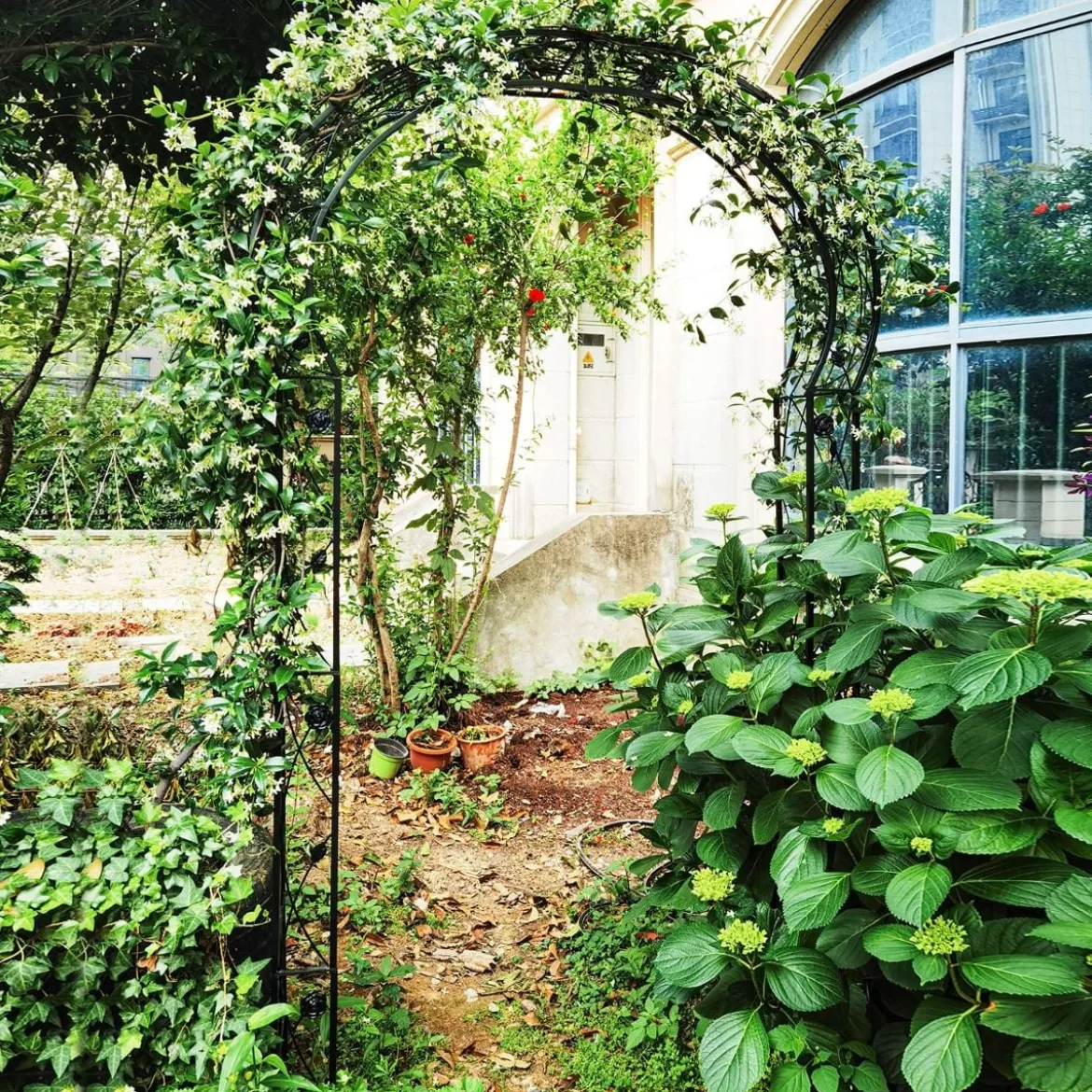 2 Halbrund Rosenbogen Metall Gartenbogen Halbbögen Torbogen 150 x 39 x 250 cm Schwarz