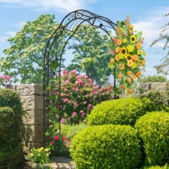 2 Halbrund Rosenbogen Metall Gartenbogen Halbbögen Torbogen 150 x 39 x 250 cm Schwarz