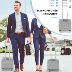 16” Handgepäck 34L Rollkoffer mit Laptopfach & Spinnerrädern 43 x 24 x 44 cm Silber