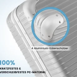 16” Handgepäck 34L Rollkoffer mit Laptopfach & Spinnerrädern 43 x 24 x 44 cm Silber
