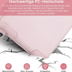 20” Handgepäck Reisekoffer mit Spinnerrädern & TSA-Schloss PC-Hartschalenkoffer mit Aufkleber 38 x 22 x 57 cm Rosa
