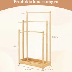 Handtuchhalter Handtuchständer aus Bambus Treppenförmige Handtuchleiter 45 x 22 x 86 cm Natur