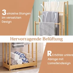 Handtuchhalter Handtuchständer aus Bambus Treppenförmige Handtuchleiter 45 x 22 x 86 cm Natur
