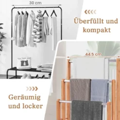 Handtuchhalter Handtuchständer Standhandtuchhalter 3 Stangen Freistehend Bambus