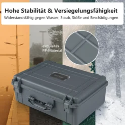 22" Hartschalen-Kamerakoffer Unisversal Anpassbar Wasserdichter Hartschalenkoffer Grau