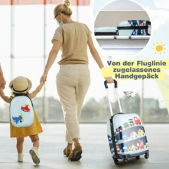 Hartschalen-Koffer 2-Teiliges Handgepäck-Set mit Spinner-Rädern Rollender Blau