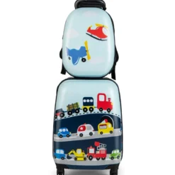 Hartschalen-Koffer 2-Teiliges Handgepäck-Set mit Spinner-Rädern Rollender Blau